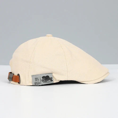 Casquette plate ajustable à petit bord et couronne arrondie panneaux cousus homme – Carbon-Blanc