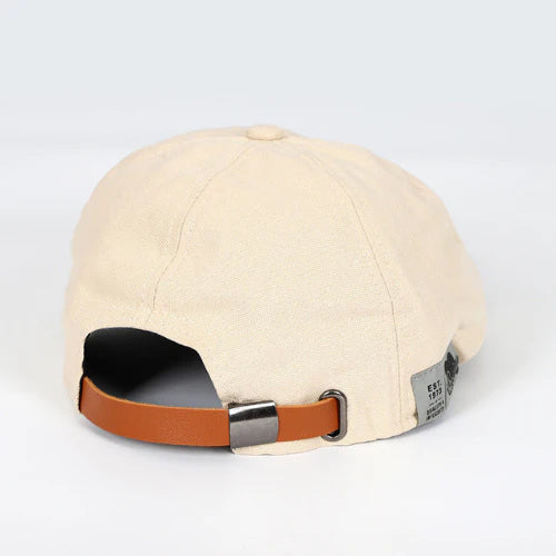 Casquette plate ajustable à petit bord et couronne arrondie panneaux cousus homme – Carbon-Blanc