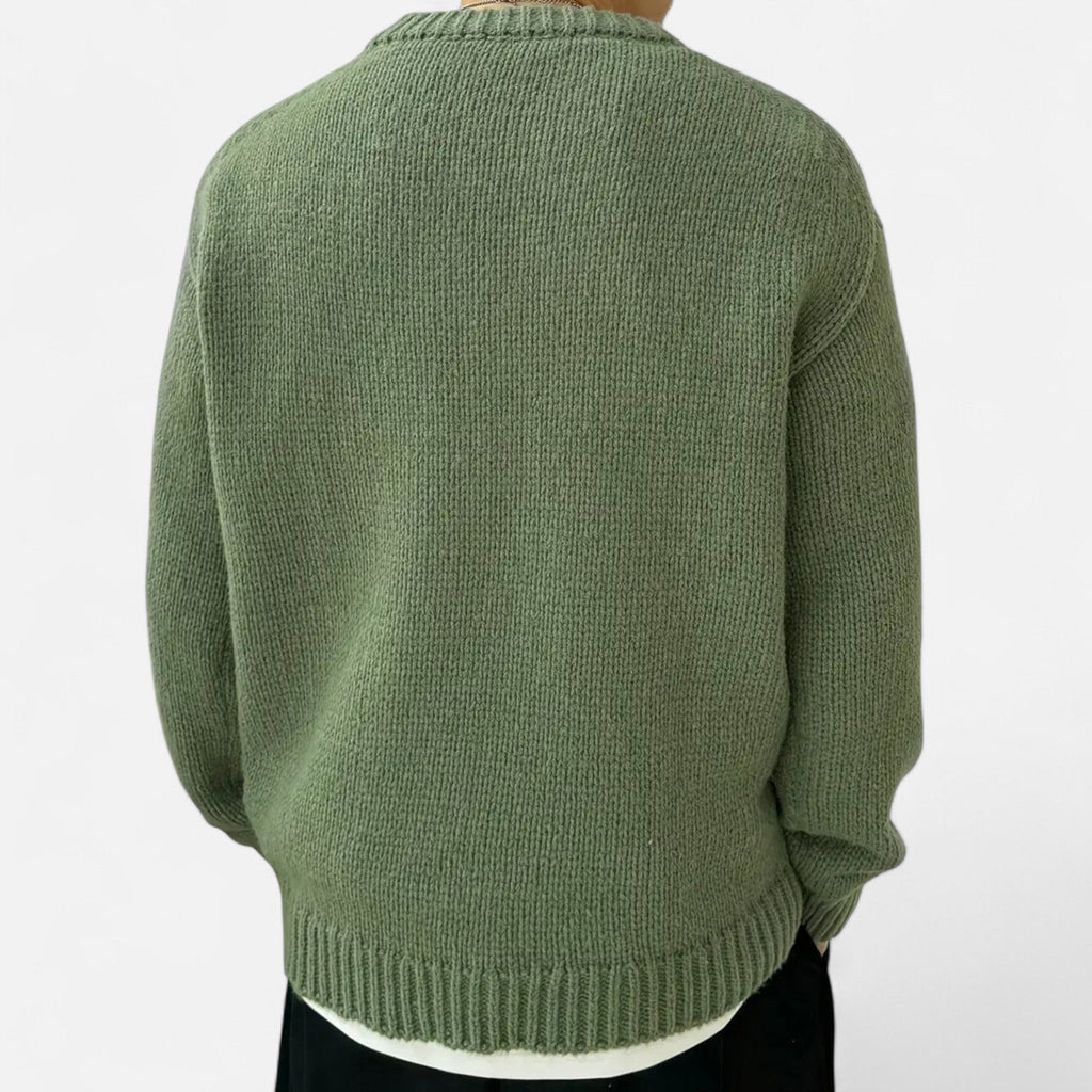Pull col rond uni coupe classique confort des saisons fraîches homme – Hautefort