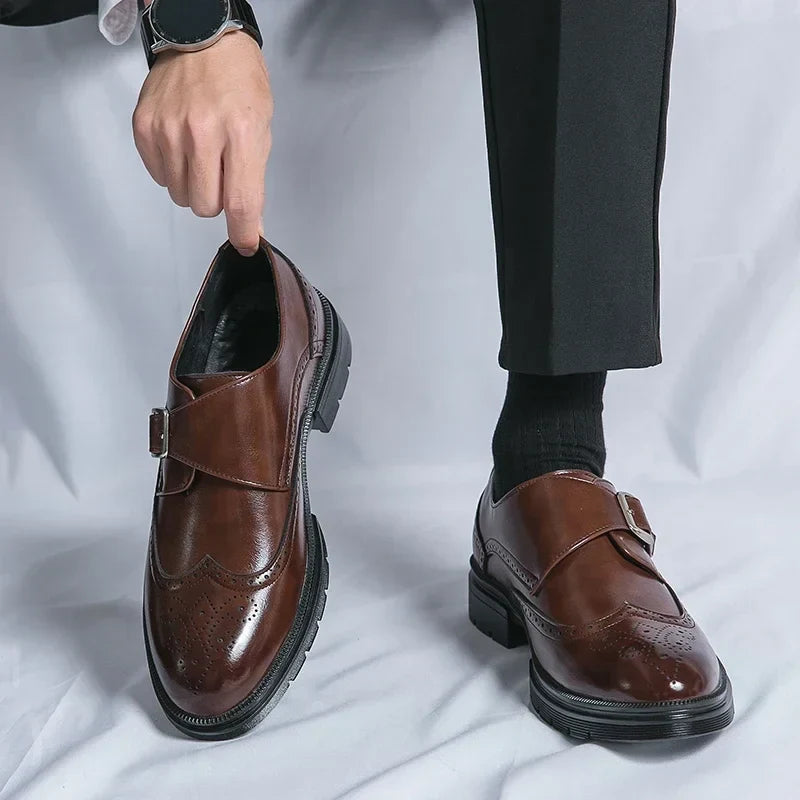Mocassins à boucle et empiècements perforés bout arrondi semelle épaisse homme – Asnelles