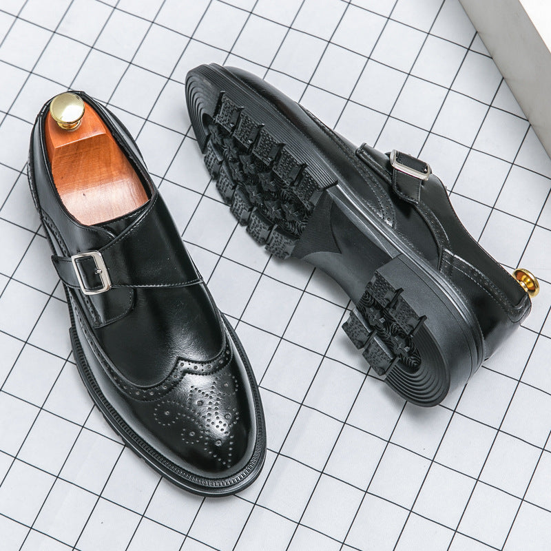 Mocassins à boucle et empiècements perforés bout arrondi semelle épaisse homme – Asnelles