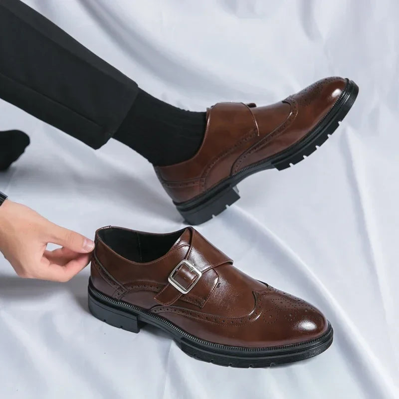 Mocassins à boucle et empiècements perforés bout arrondi semelle épaisse homme – Asnelles