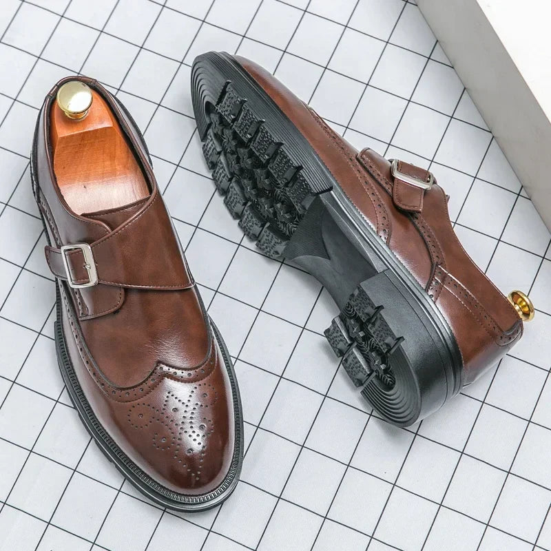 Mocassins à boucle et empiècements perforés bout arrondi semelle épaisse homme – Asnelles