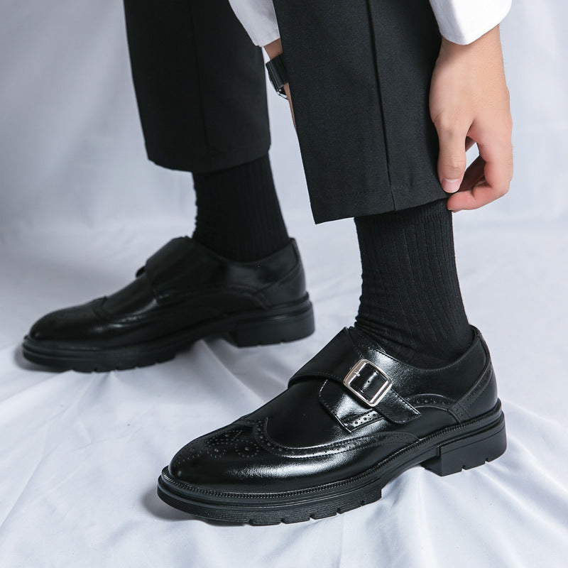 Mocassins à boucle et empiècements perforés bout arrondi semelle épaisse homme – Asnelles