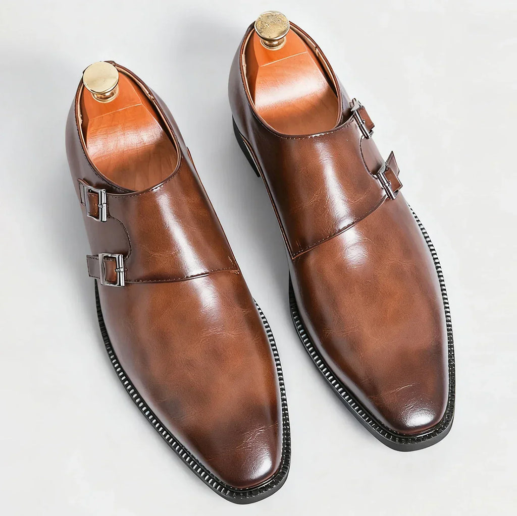Bottines à double boucle bout allongé tige lisse sans lacets homme – Bénouville
