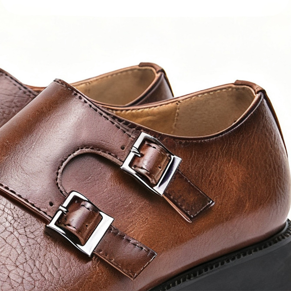 Bottines à double boucle bout allongé tige lisse sans lacets homme – Bénouville