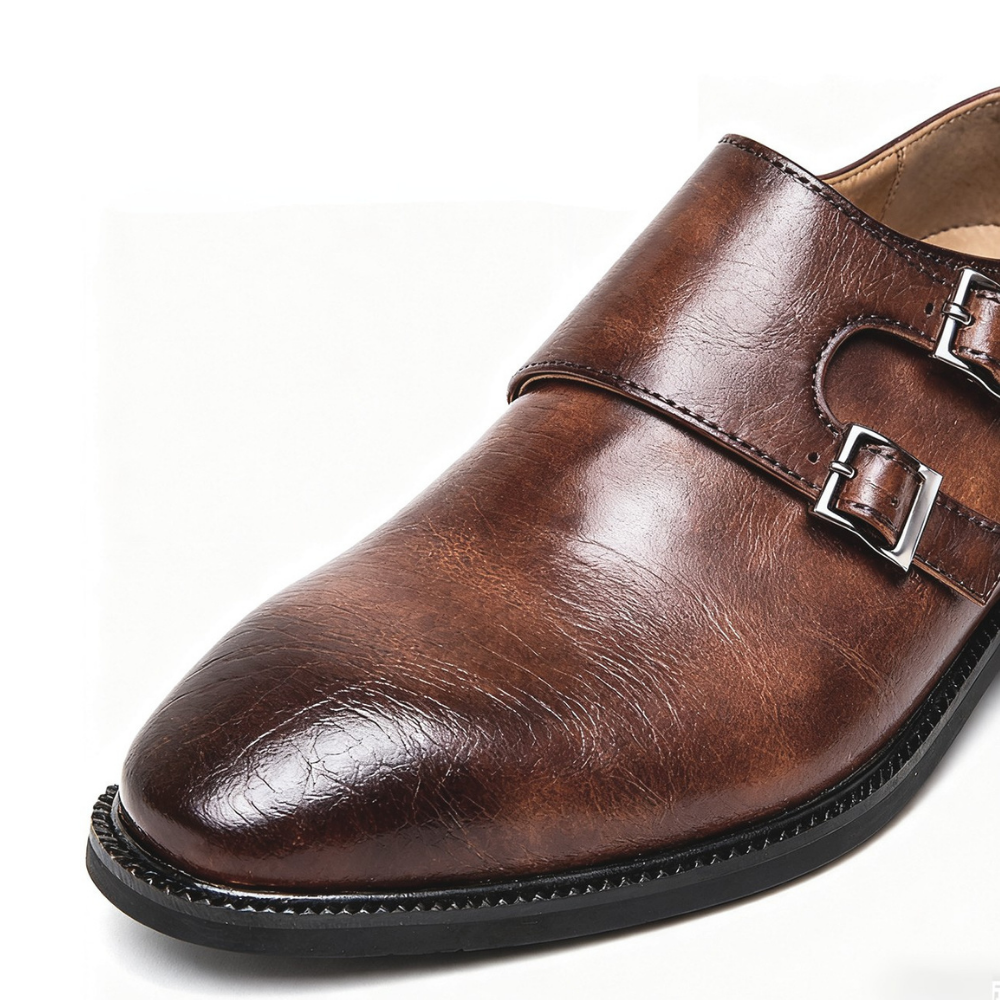 Bottines à double boucle bout allongé tige lisse sans lacets homme – Bénouville