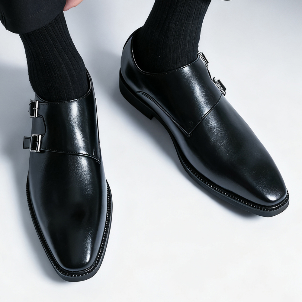 Bottines à double boucle bout allongé tige lisse sans lacets homme – Bénouville