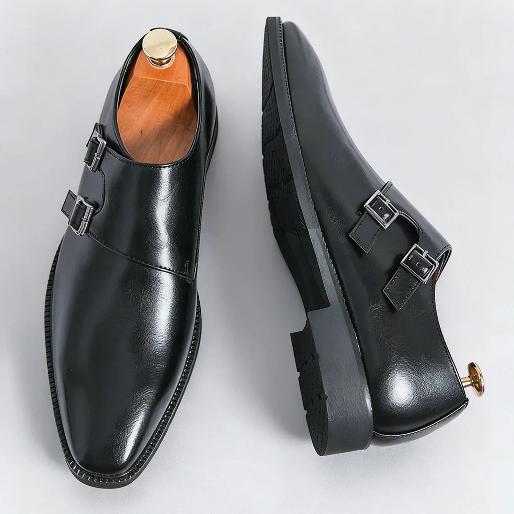 Bottines à double boucle bout allongé tige lisse sans lacets homme – Bénouville