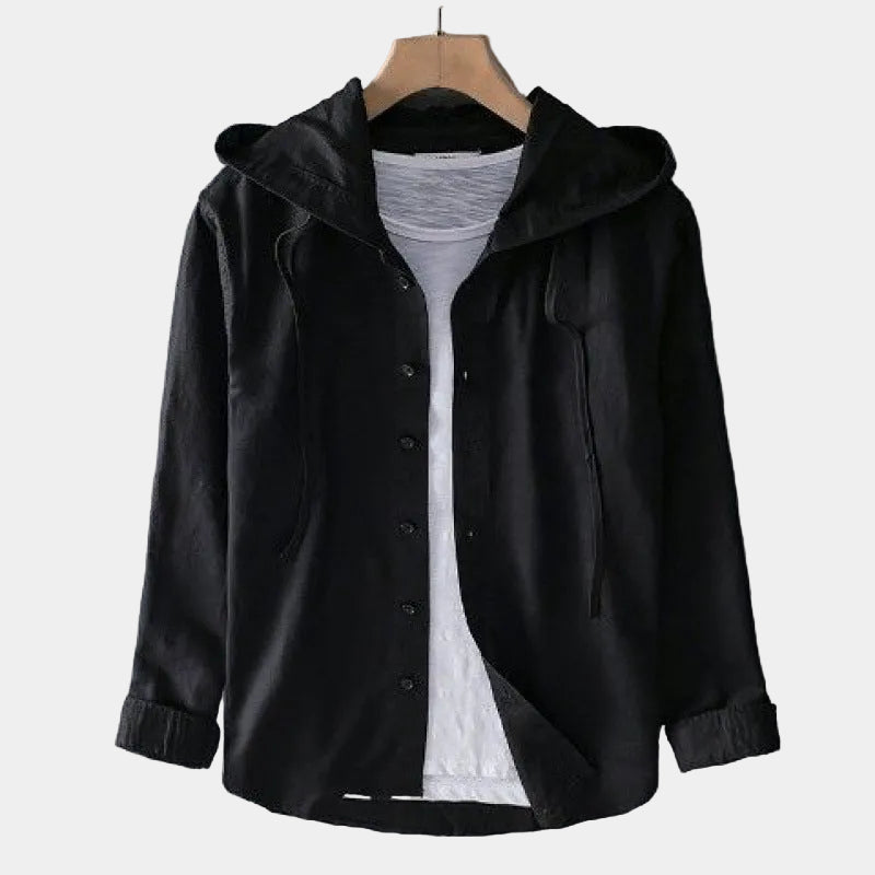Chemise rayée à capuche boutonnée manches longues coupe décontractée homme – Oléron