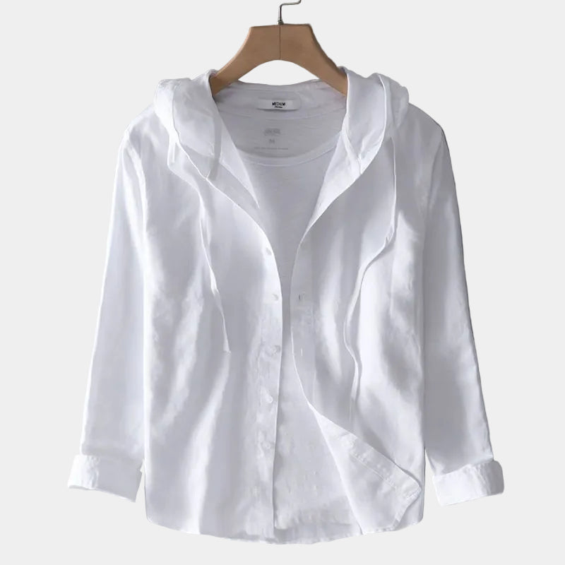 Chemise rayée à capuche boutonnée manches longues coupe décontractée homme – Oléron