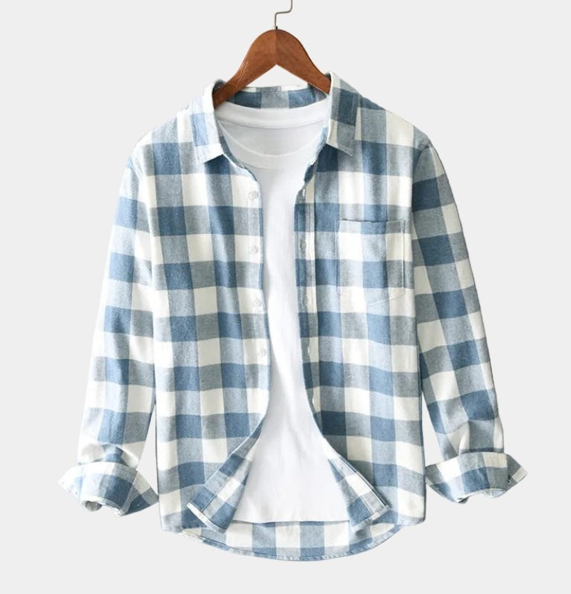 Chemise à carreaux boutonnée col classique manches longues homme – Oisly