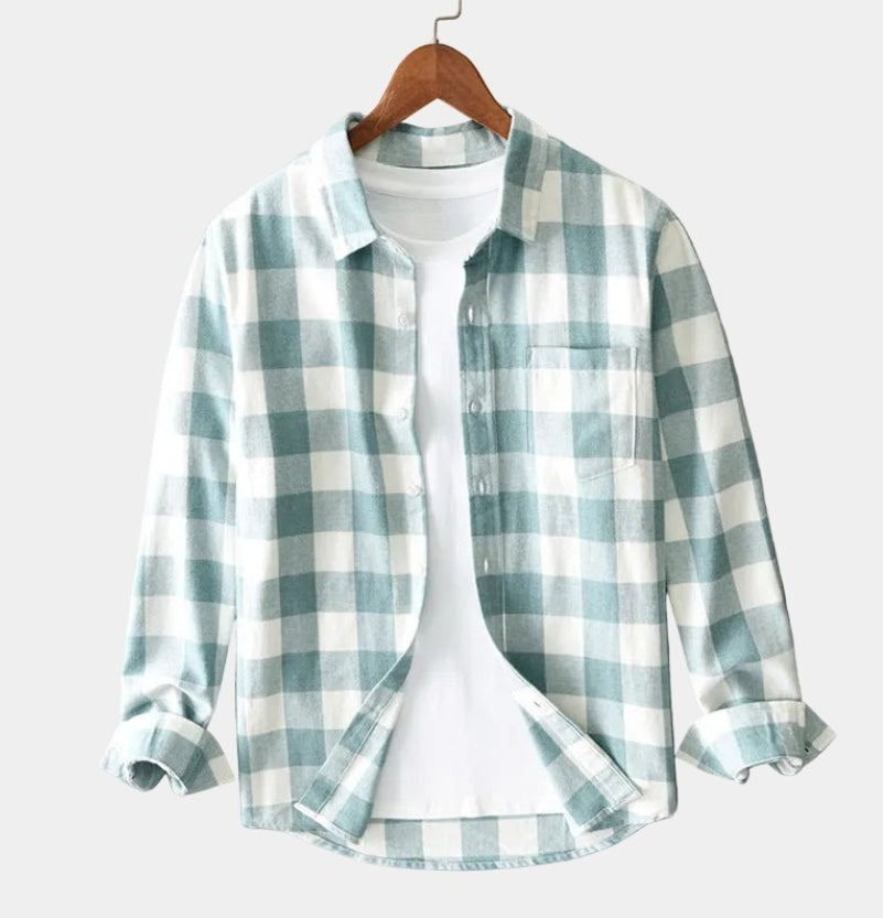 Chemise à carreaux boutonnée col classique manches longues homme – Oisly