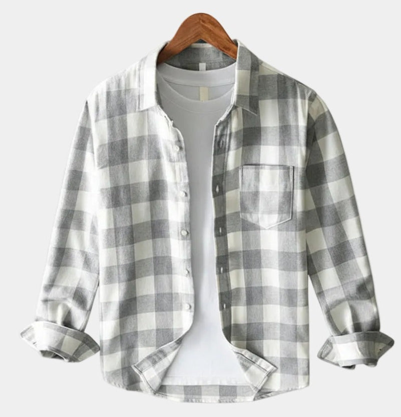 Chemise à carreaux boutonnée col classique manches longues homme – Oisly