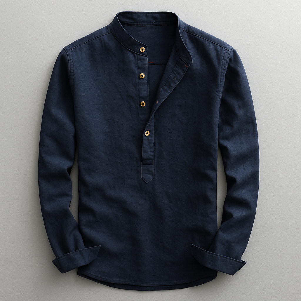 Chemise col montant boutonnée à la finition soignée homme – Opio