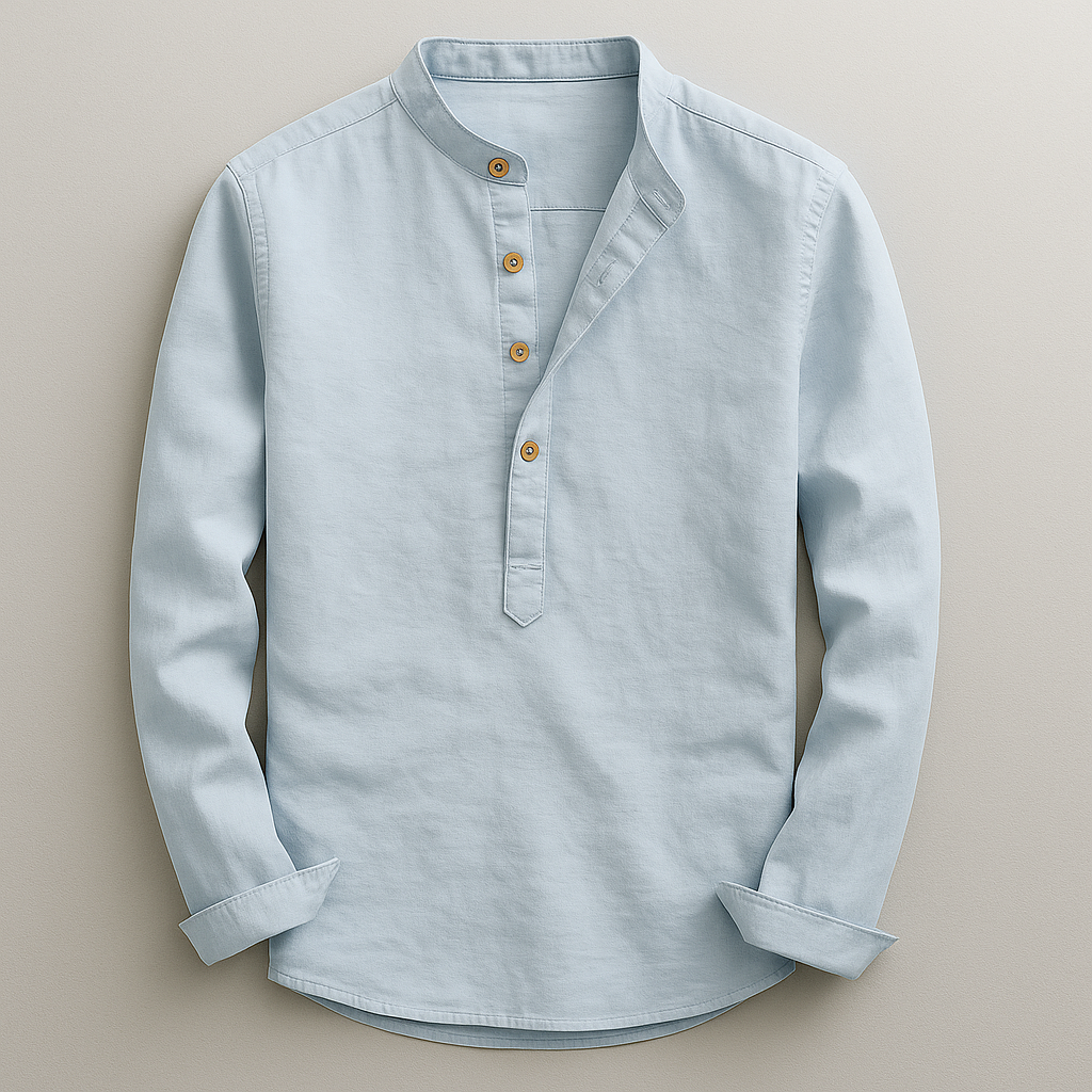 Chemise col montant boutonnée à la finition soignée homme – Opio