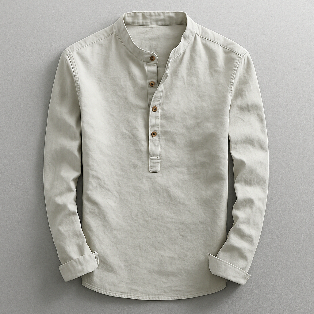 Chemise col montant boutonnée à la finition soignée homme – Opio