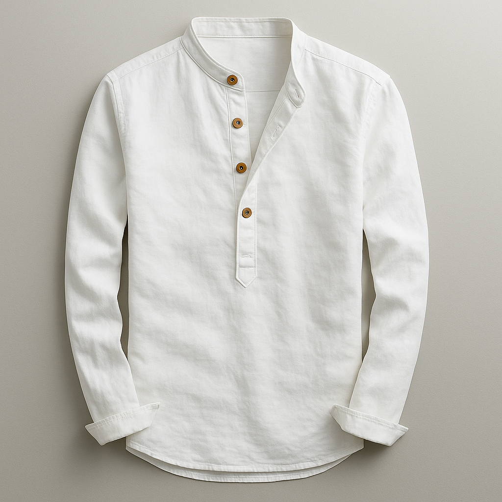 Chemise col montant boutonnée à la finition soignée homme – Opio