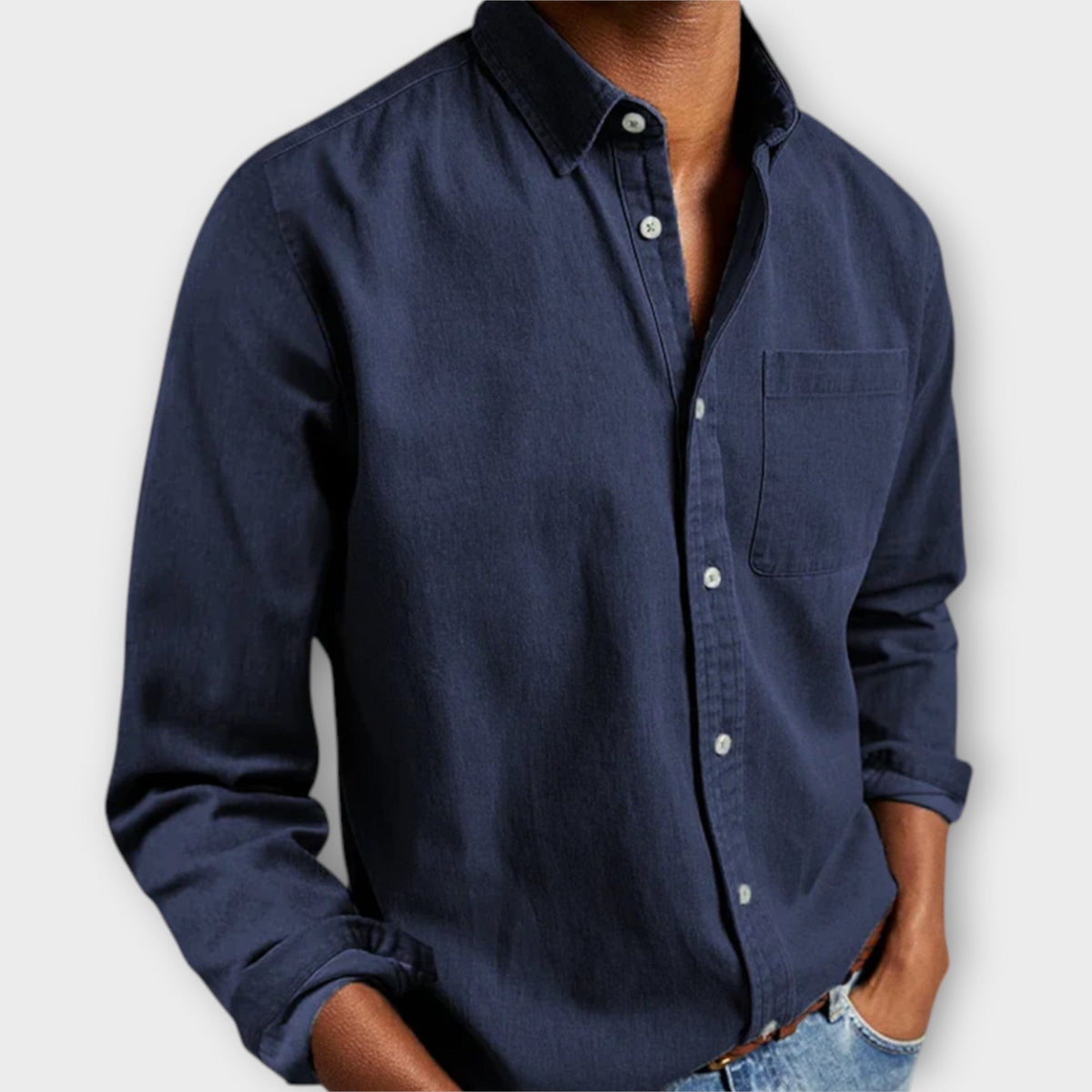 Chemise manches longues col classique poche poitrine coupe droite homme – Nevers