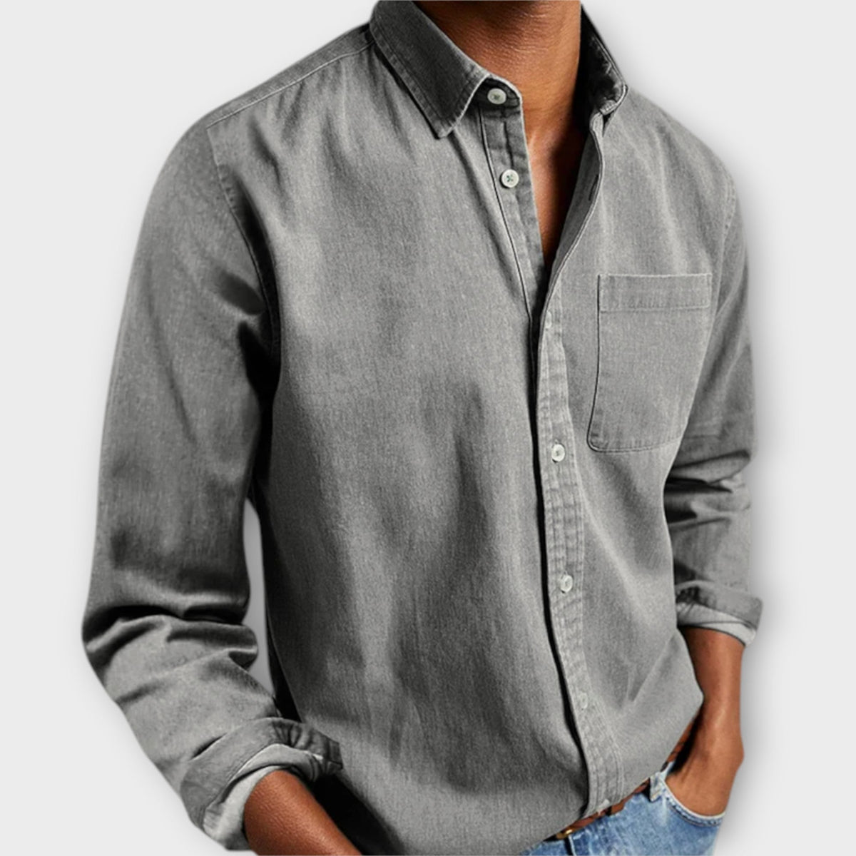 Chemise manches longues col classique poche poitrine coupe droite homme – Nevers