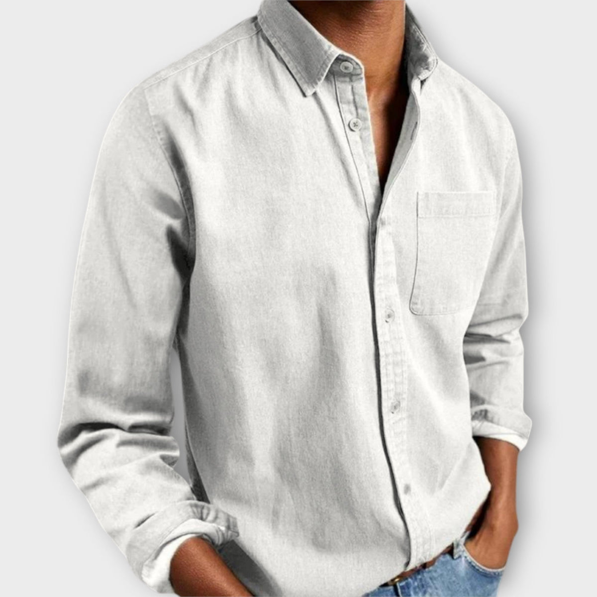 Chemise manches longues col classique poche poitrine coupe droite homme – Nevers