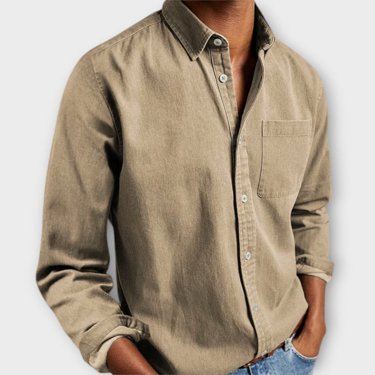 Chemise manches longues col classique poche poitrine coupe droite homme – Nevers