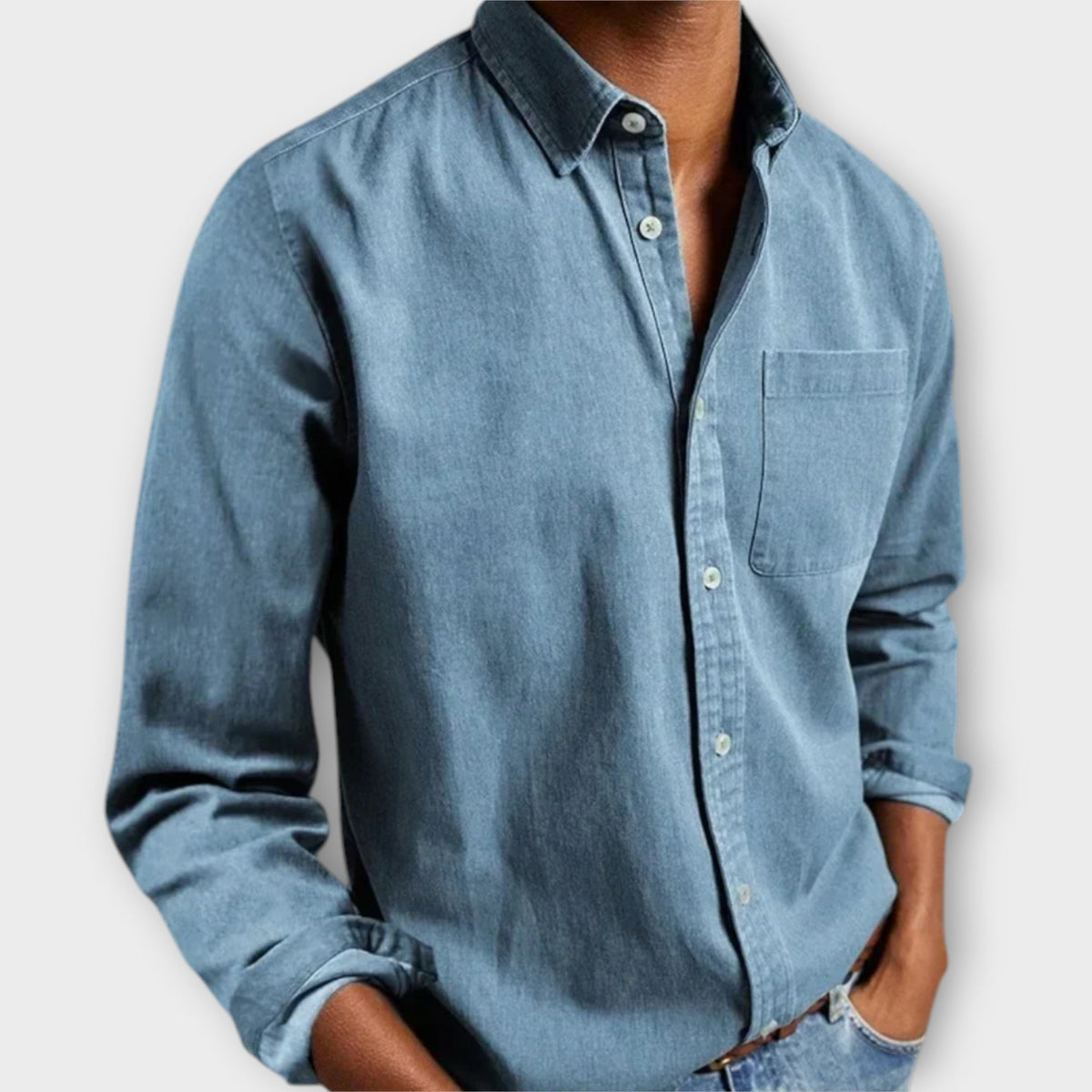 Chemise manches longues col classique poche poitrine coupe droite homme – Nevers
