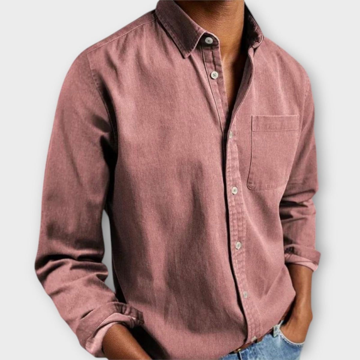 Chemise manches longues col classique poche poitrine coupe droite homme – Nevers
