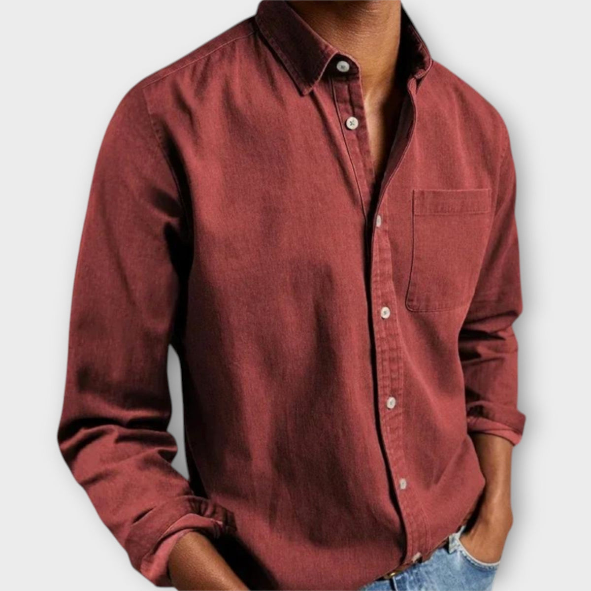 Chemise manches longues col classique poche poitrine coupe droite homme – Nevers