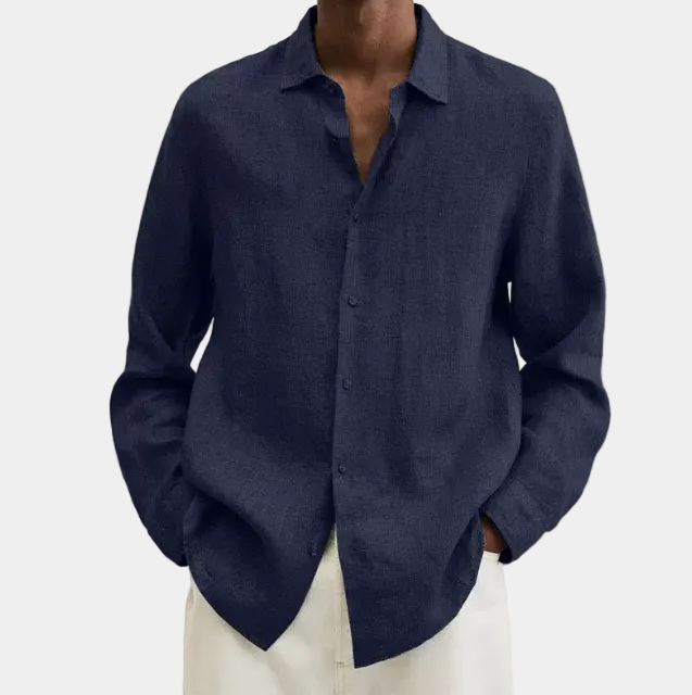 Chemise à bas arrondi manches longues col chemise classique homme – Fronsac