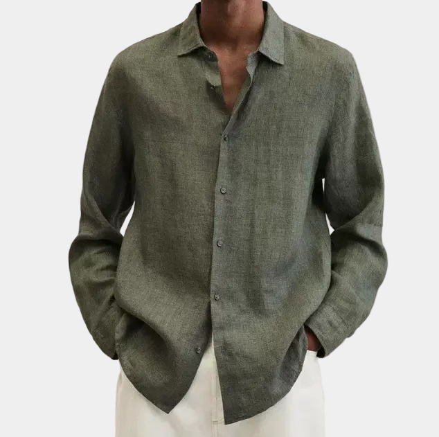 Chemise à bas arrondi manches longues col chemise classique homme – Fronsac