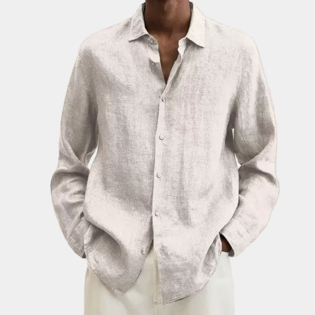 Chemise à bas arrondi manches longues col chemise classique homme – Fronsac