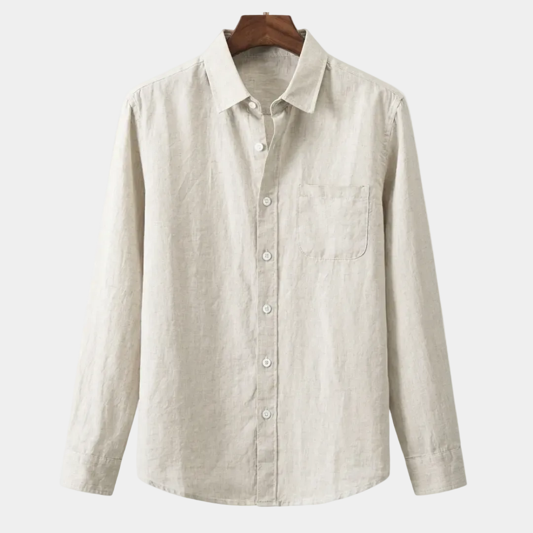 Chemise boutonnée manches longues col classique poche poitrine homme – La Romieu