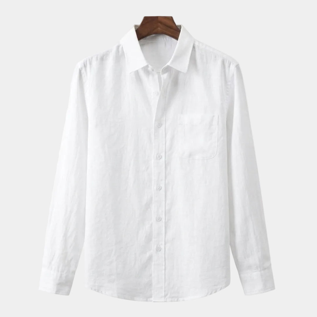 Chemise boutonnée manches longues col classique poche poitrine homme – La Romieu