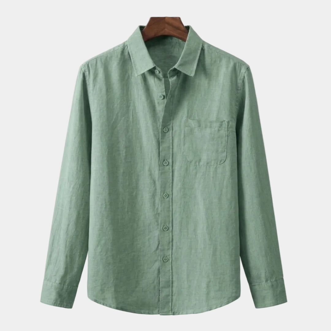 Chemise boutonnée manches longues col classique poche poitrine homme – La Romieu