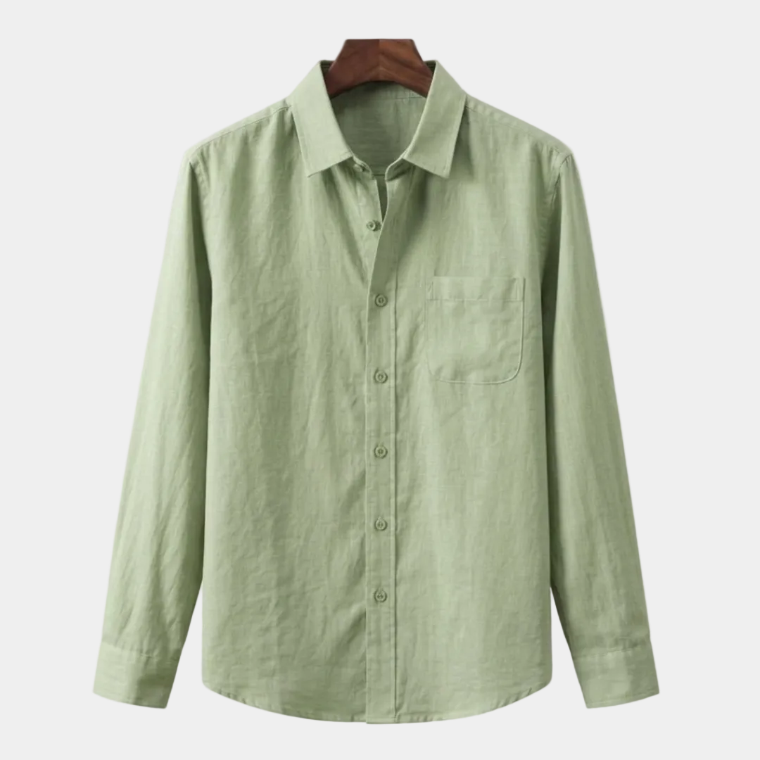 Chemise boutonnée manches longues col classique poche poitrine homme – La Romieu