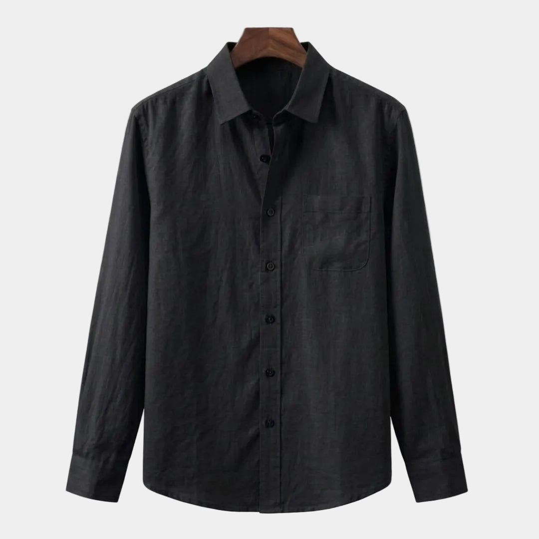 Chemise boutonnée manches longues col classique poche poitrine homme – La Romieu