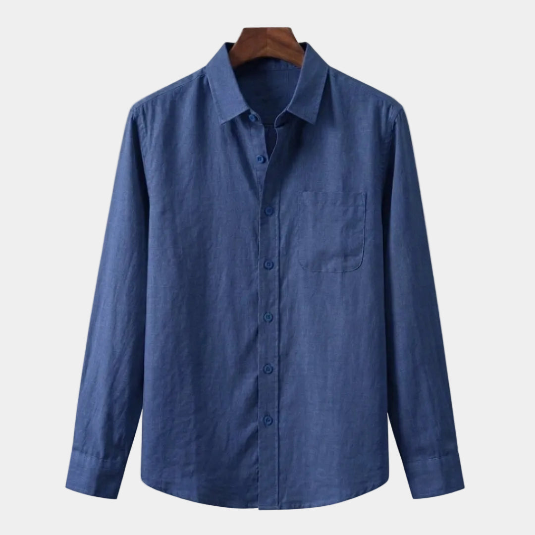 Chemise boutonnée manches longues col classique poche poitrine homme – La Romieu