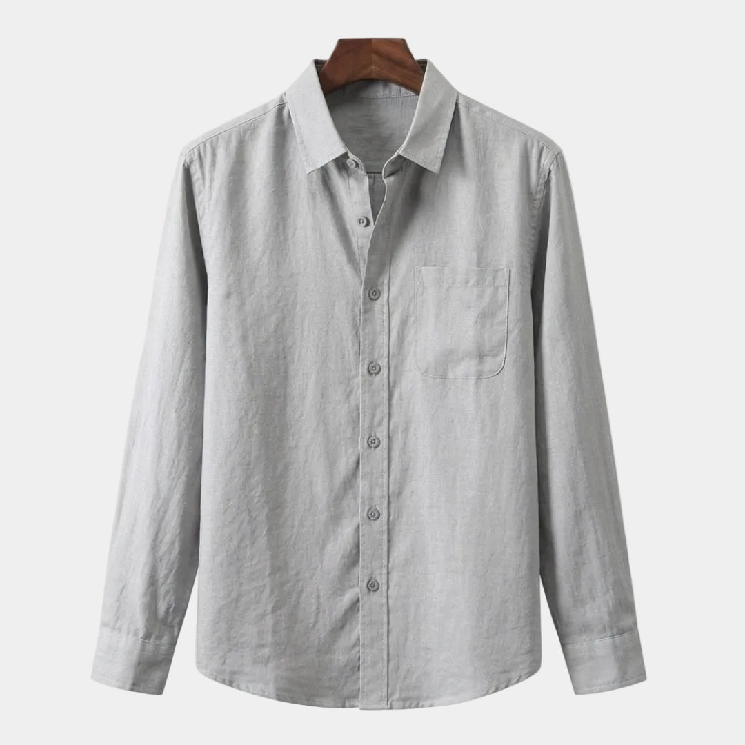 Chemise boutonnée manches longues col classique poche poitrine homme – La Romieu
