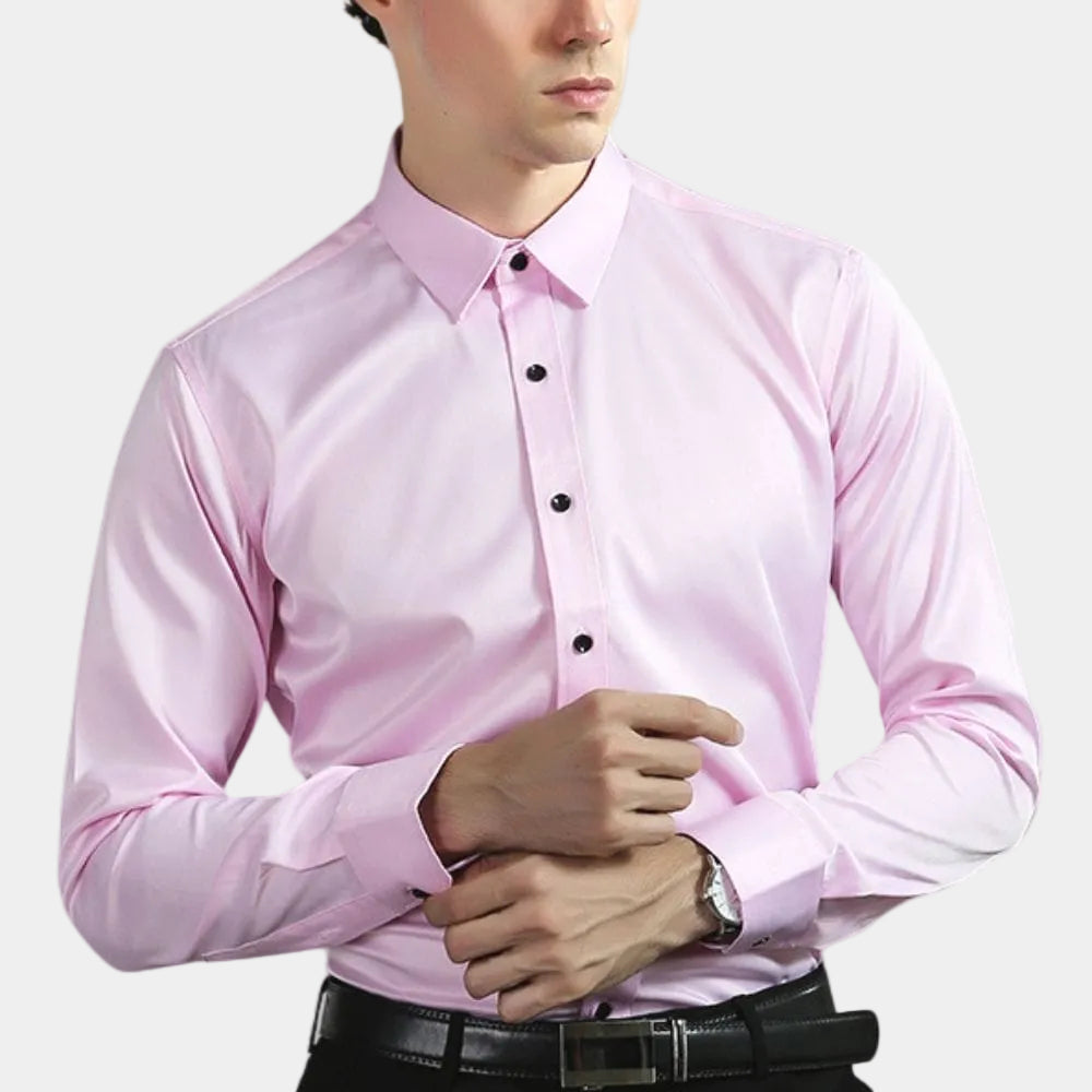 Chemise coupe droite à manches longues au style intemporel homme – Rose
