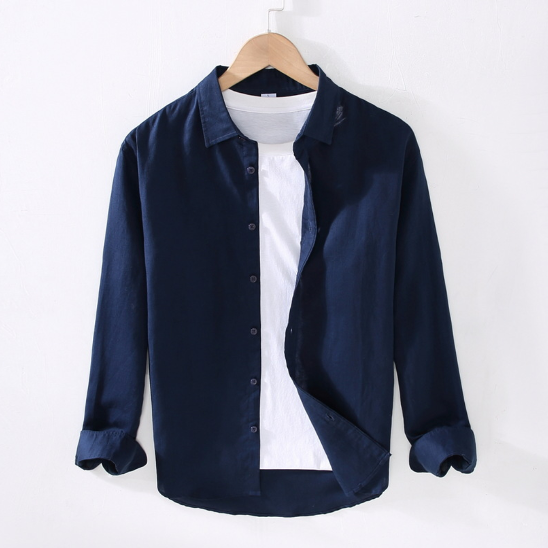 Chemise manches retroussables pour le quotidien homme – Bleu marine