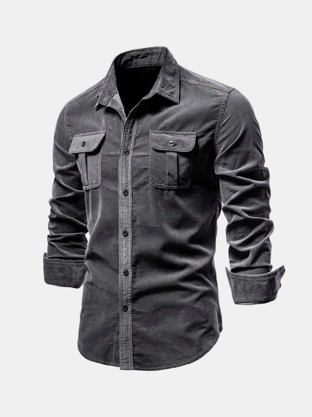 Chemise manches longues poches poitrine à rabat col classique homme – Cangey