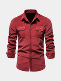 Chemise manches longues poches poitrine à rabat col classique homme – Cangey