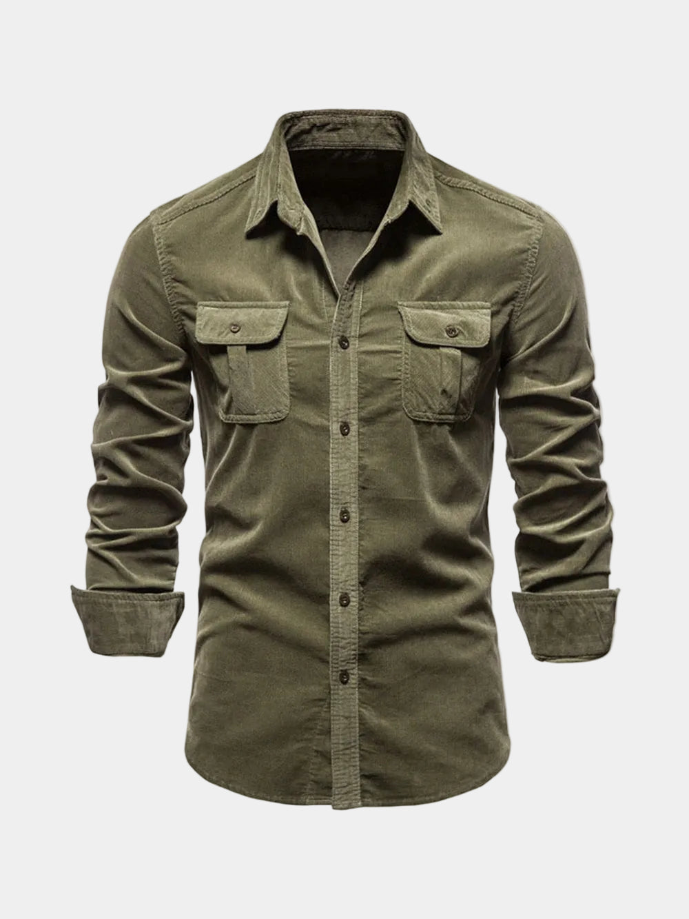 Chemise manches longues poches poitrine à rabat col classique homme – Cangey