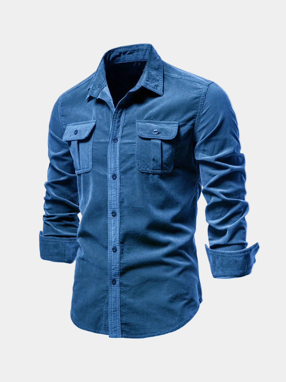 Chemise manches longues poches poitrine à rabat col classique homme – Cangey