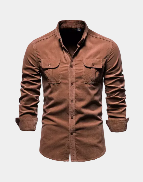 Chemise manches longues poches poitrine à rabat col classique homme – Cangey