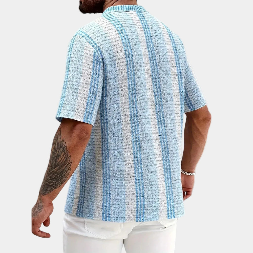 Chemise à rayures verticales col ouvert manches courtes homme – Morlaix