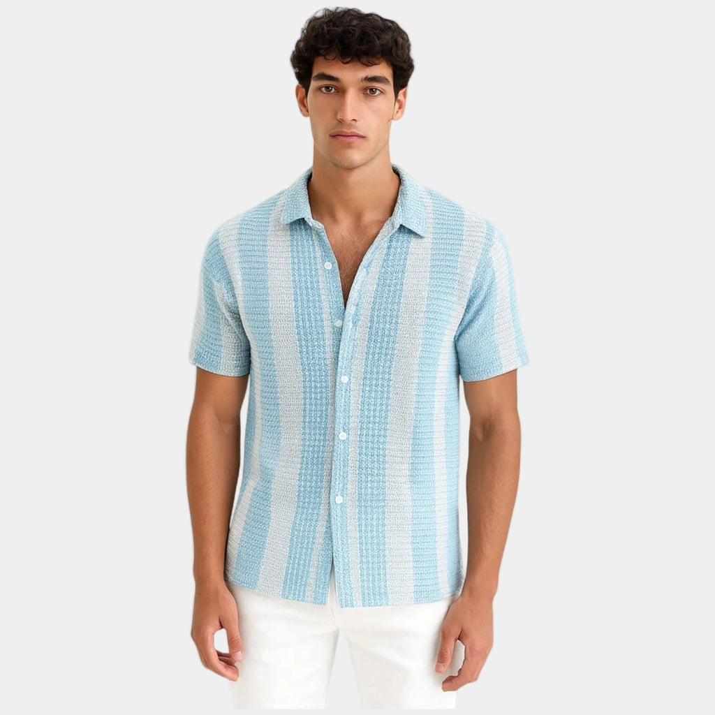 Chemise à rayures verticales col ouvert manches courtes homme – Morlaix
