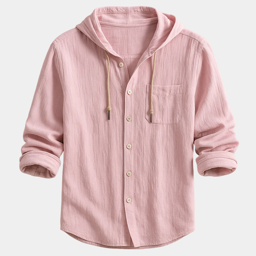 Chemise à capuche à cordon boutonnée manches longues homme – Troo