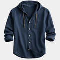 Chemise à capuche à cordon boutonnée manches longues homme – Troo